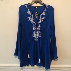 Gianni Bini LS Blue Blouse